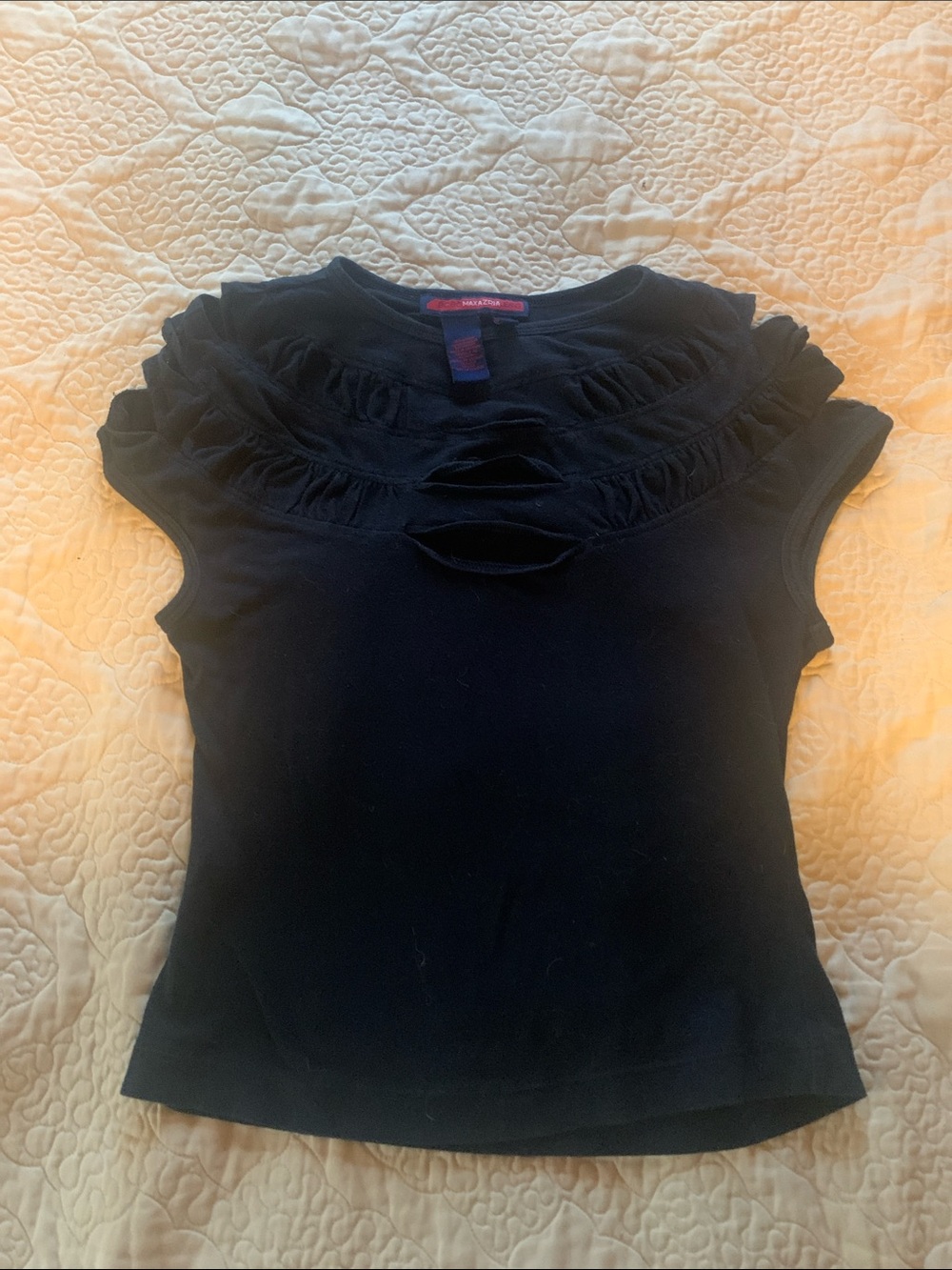 BCBGMaxAzria Black Distressed Top